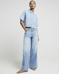 River Island - Blue High Rise Palazzo Jeans - Lyst