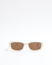 River Island - White Plastic Frame Square Sunglasses - Lyst
