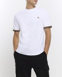 River Island - White Muscle Fit Short Sleeve Ringer T-shirt - Lyst