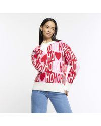 River Island - Red Christmas Jumper - Lyst