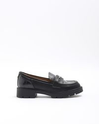 River Island - Croc Embossed Chunky Loafers - Lyst