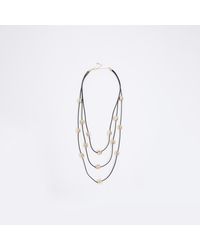 River Island - Gold Colour Beaded Layered Necklace - Lyst