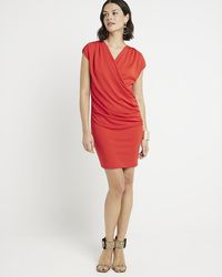 River Island - Red Drape Wrap Mini Dress - Lyst