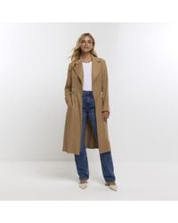 River Island - Beige Belted Trench Coat - Lyst