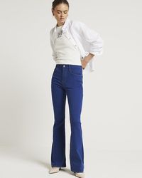 River Island - Blue High Waisted Flared Jeans - Lyst