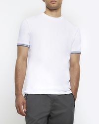 River Island - Taped Sleeve T-shirt - Lyst