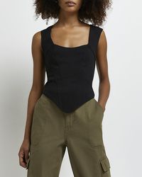 River Island Corset Cropped Top - Green