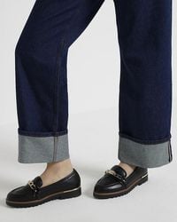 River Island - Black Wide Fit Quilted Chain Loafers - Lyst