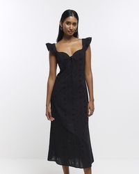 River Island - Embroidered Bodycon Maxi Dress - Lyst
