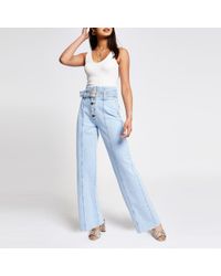 river island wide leg jeans in light blue