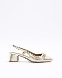 River Island - Chain Sling Back Heeled Court Shoes - Lyst