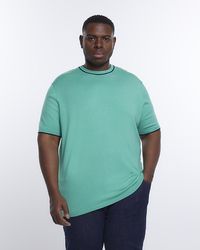 River Island - Big & Tall Green Slim Fit Knitted T-shirt - Lyst