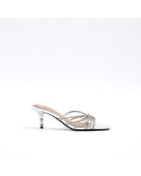 River Island - Diamante Strap Heeled Sandals - Lyst