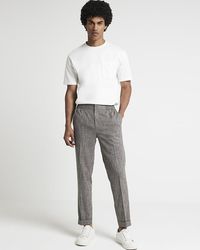 River Island - Textured Smart Trousers - Lyst