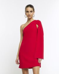 River Island - Red Cape Detail Bodycon Mini Dress - Lyst