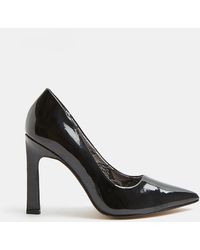 wide fit black patent court shoes