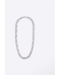 River Island - 2pk Silver Colour Chain Necklace - Lyst