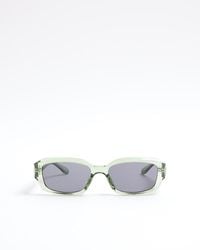 River Island - Green Clear Frame Square Sunglasses - Lyst