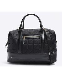 River Island - Black Quilted Zip Travel Bag - Lyst