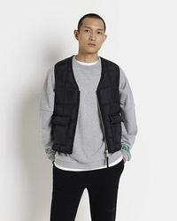 River Island - Quilted Zip Up Gilet - Lyst