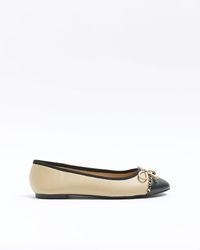 River Island - Beige Bow Ballet Shoes - Lyst