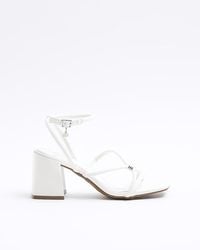 River Island - White Wide Fit Strappy Heeled Sandals - Lyst