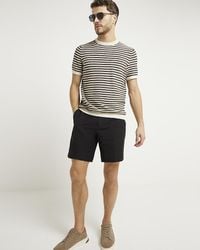 River Island - Black Slim Fit Linen Blend Shorts - Lyst