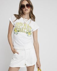 River Island - White Graphic Lemon Print T-shirt - Lyst