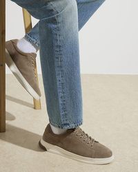 River Island - Beige Suede Trainers - Lyst