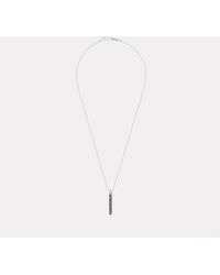 River Island Silver Plated Engraved Bar Pendant Necklace - Metallic