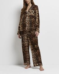 River Island - Brown Leopard Print Maternity Pyjama Pants - Lyst