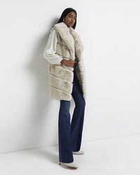 Womens Clothing Jackets Waistcoats and gilets River Island Cream Quilted Gilet in Natural 