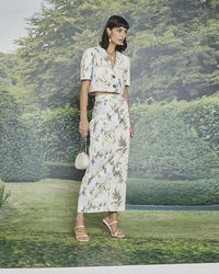River Island - Blue Floral Tailored Maxi Skirt - Lyst