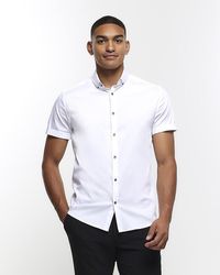 River Island - White Muscle Fit Short Sleeve Shirt - Lyst