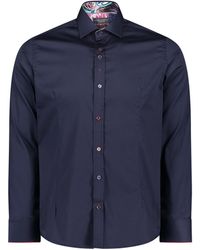 Guide London Plain, But Not Plain Stretch-cotton Shirt - Navy - Blue