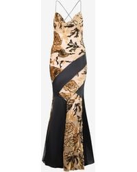Roberto Cavalli - Slip Dress With Rose Pattern - Lyst
