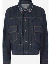 Roberto Cavalli - Denim Jacket With Studs And Stones - Lyst