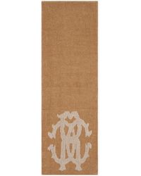 Roberto Cavalli - Écharpe En Mélange De Coton Et De Laine Avec Monogramme Rc - Lyst