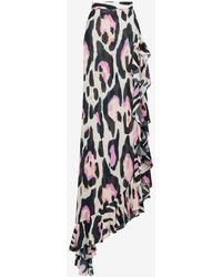 Roberto Cavalli - Leopard-print Asymmetric Skirt - Lyst