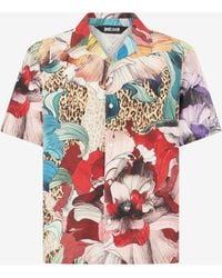 Roberto Cavalli - Shirt With Floral And Jaguar Skin Print - Lyst