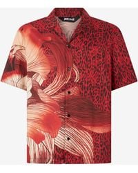 Roberto Cavalli - Shirt With Maxi Floral And Jaguar Skin Print - Lyst