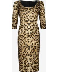 Roberto Cavalli - Leopard Print Midi Dress - Lyst