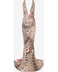 Roberto Cavalli - Jaguar Roses Print Dress - Lyst