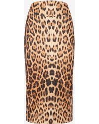 Roberto Cavalli - Pencil Skirt With Jaguar Skin Print - Lyst
