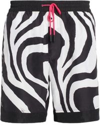 Roberto Cavalli Lange badeshorts mit zebra-print - Schwarz