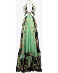 Roberto Cavalli - Kimono Print Silk Maxi Dress - Lyst
