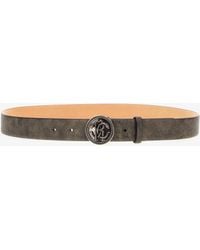 Roberto Cavalli - Cintura Logo Grigia Con Fibbia Monogram Rc - Lyst