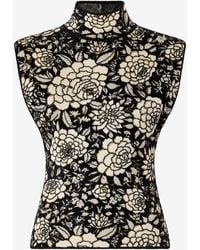 Roberto Cavalli - Knitted Top With Jacquard Floral Pattern - Lyst