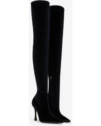 Roberto Cavalli - Satin Pointed-Toe Thigh High Boots - Lyst