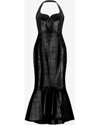 Roberto Cavalli - Genuine Leather Midi Dress - Lyst